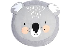 Poowe Nursery Kids Rug Creeping Crawling Mat Koala Baby Rug Childrens Floor Area Rug Mat 100% Cotton Baby Crawling Mat Round Infants School Carpet Decor, 33.5" Round