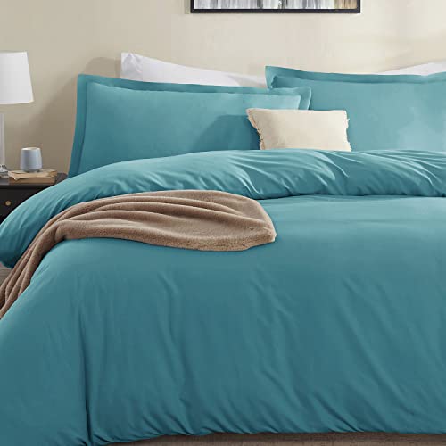 Nestl Teal Duvet Cover Full Size Soft Full Size Duvet Cover Set, 3