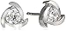 Sterling Silver Cubic Zirconia Swirl Button Earrings (0.3 cttw)