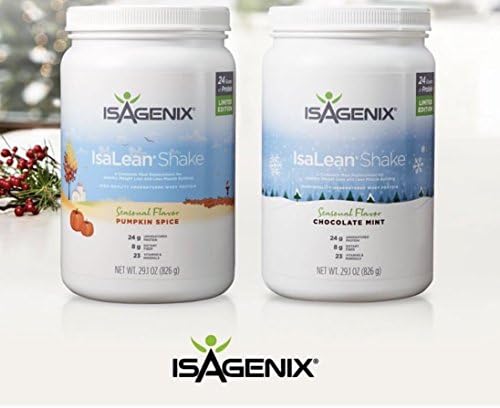 Isagenix Isalean Seasonal Chocolate Mint Shake &amp; Pumpkin Spice Shake 29.1oz Canisters (2 Pack)