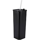 DEQIANG Tumbler with Sraw and Lid, Travel Mug Water Tumbler, Vacuum Insulated Cup,Steel Insulated Tumbler (Black, 20 oz)