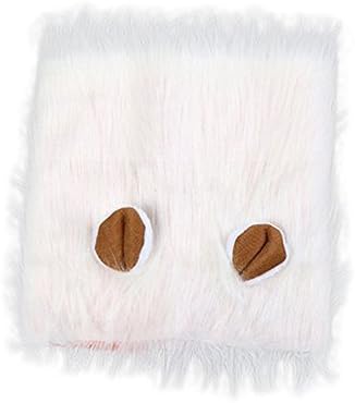 Errollina 1 Pcs White Lion Mane Dog Wig with Ears Cat Pet Costume Fancy Hair Clothes Dress Adjustable Washable for Halloween Christmas Easter Festival Cosplay Party