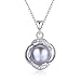 Stunning Flawless Pearl Stud Earrings & Silver Chain Pendant Set| Impeccable Quality Natural, Flawless Freshwater Pearl & 925 Sterling Silver| The Most Unique Fashion Jewelry Set (3 | Purple Pearls)