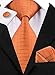 Hi-Tie Men Orange Check Plaid Tie Necktie with Cufflinks and Pocket Square Tie Set