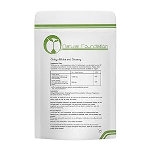 Ginkgo Biloba 3000 mg and Korean Ginseng 650mg Tablets High Strength | Natural Foundation Supplements (120 Tablets)