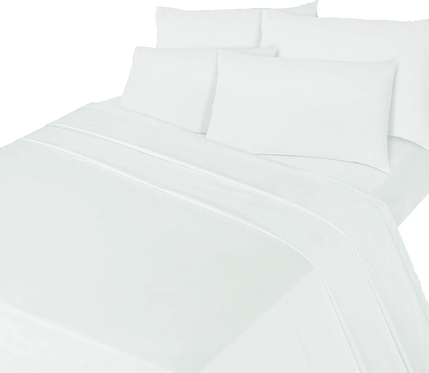 Luxurious Flannelette Bed Sheet Set 100% Brushed Cotton Includes Fitted Sheet, Flat Sheet and 1 x Matching Pillowcase Bed Sheet Set White Single