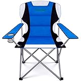 Folding Camping Chairs Outdoor Lawn Chair Padded Foldable Sports Chair Lightweight Fold up Camp Chairs High Weight Capacity Bag Chairs for Heavy Duty Beach Hiking Fishing Spectator with Cup Holder