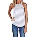 WLLW Women Crew Neck Sleeveless Floral Print Shirt Tops Tee Tanks Camis (US S, Stripe)