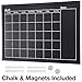 Excello Global Products Framed Calendar Chalkboard: Includes Chalk & Magnets 23.5