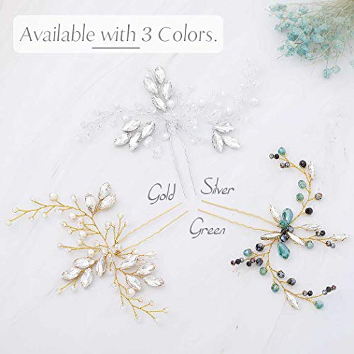 Barogirl Wedding Hair Pins Clips Set Bride Head Piece Bridal Crystal Hair Jewelry for Women and Girls 1 PC (Silver) - Thumbnail 2