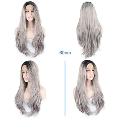 Haoyu Wigs For Hand Woven Wig 60cm Ladies Silver Gray Front Lace