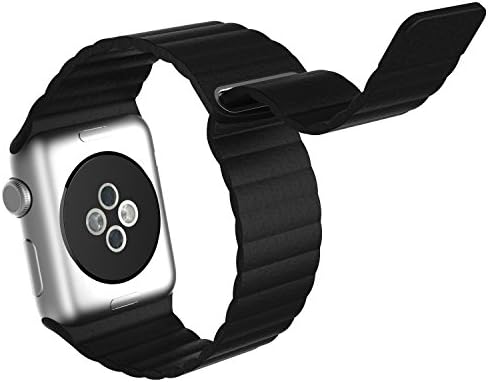 HMILY® Fashionable Watch Band With Unique Magnet Lock Strap Replacement Band Genuine Leather Loop Bracelet Strap Band For Apple Watch (Black-42mm)