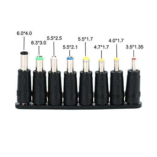 VizGiz 8 Pack 5.5mm x 2.1mm Female DC AC Power Supply Plug Jack Adapter Connector to 8 Male DC 6.0x1.4mm 6.3x3.0mm 5.5x2.5mm 5.5x1.7 Tips Sets for Lenovo Thinkpad Dell Sony Laptop Asus HP LED Strips - Thumbnail 2