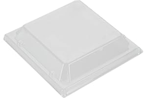 Restaurantware LIDS ONLY: Taipei 5.3 x 5.3 x 1 Inch Square Transparent Lids 100 Plastic Lids For 14 Ounce Square Flare Wooden Containers - Containers Sold Separately Clear Plastic To Go Box Lids