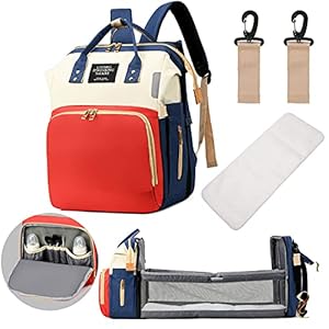 Wesoke Baby Diaper Bag Backpack with Changing Station, Toddler Bassinet Diaper Backpack Travel Foldable Baby Bed Back…