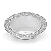 [32 Count - 5 Oz Bowls] Laura Stein Designer Tableware Premium Heavyweight Plastic White Dessert Bowl With Silver Designed Border, Party & Wedding Plate Glitz Series Disposable Dishes