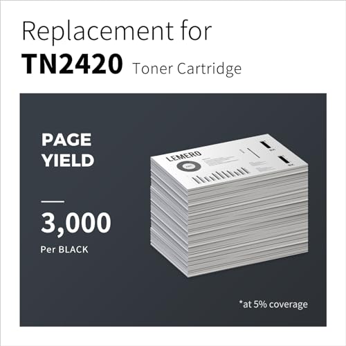 Lemero Compatible Brother TN2420 TN-2420 Toner Cartridges for Brother HL-L2350DN HL-L2370DN HL-L2375DW MFC-L2710DN MFC-L2710DW MFC-L2730DW MFC-L2750DW (4 Black