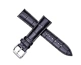 Women's Black Replacement Watch Band with Crocodile Embossed Genuine Leather 12mm