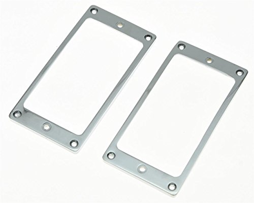 KAISH 2pcs Metal Chrome Humbucker Pickup Mounting Ring Flat Base Pickup Frame