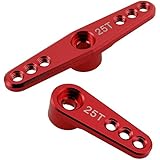 Hobbypark 2pcs Metal Aluminum 25T Servo Horn Steering Arms (Double & Single) for RC Models Car Truck Buggy Replacement Parts (Red)