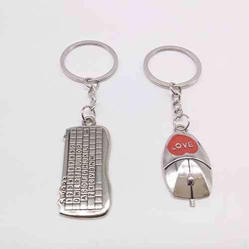 ChuangYi Cute Couple Keychain Love Detachable Keychain Key Ring-mouse keyboard