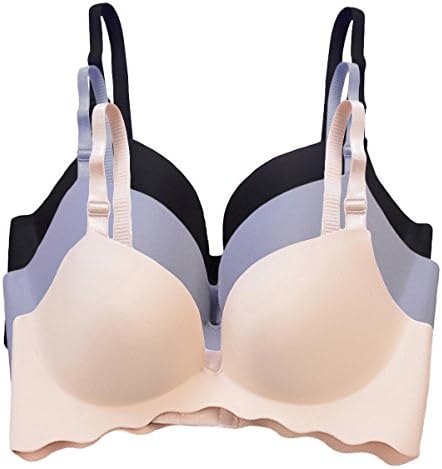 JLF 3-Pack High Elasticity Breathable Seamless Lightly Lined Wireless Bra (Mixed Colors)