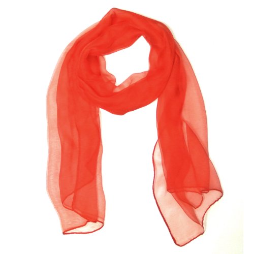 Wrapables Solid Color 100% Silk Long Scarf, Red