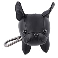 GloryMM French Bulldog Leather Keychain Bag Charm Car Key Chain Gift for Women Kids,Black