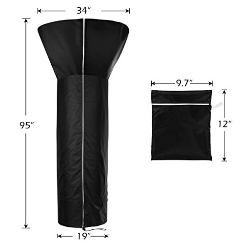 AOZRYNL Patio Heater Covers Waterproof with Zipper, Standup Outdoor Round Heater Covers Oxford Fabric Windproof Snowproof Protection Cover Compatible with Propane Heater (95\