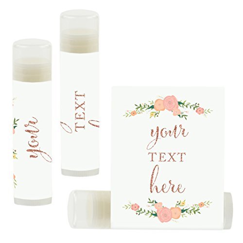 Andaz-Press-Personalized-Lip-Balm-Party-Favors-Faux-Rose-Gold-Glitter-Print-with-Florals-Your-Text-Here-12-Pack-Custom