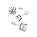 14K White Gold 3mm Round Simulated Diamond Stud Earring Set on Prong Setting, Screw Back Post