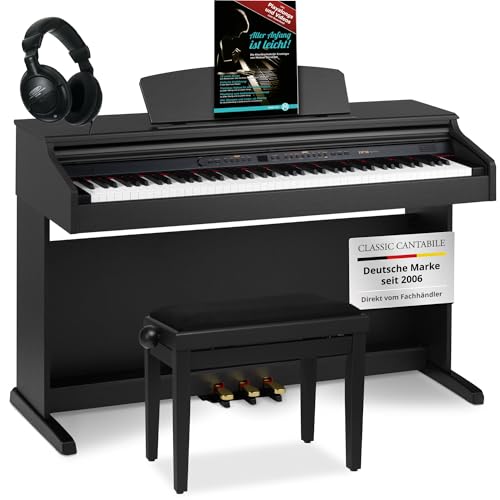 Classic Cantabile DP-50 SM E Piano - Digital Piano 88 Tasten mit Hammermechanik, 14 Voices, Kopfhöreranschlüsse, USB, 3 Pedale, Notenhalter - Klavier 