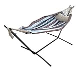 Double Canvas Hammock with 9ft Steel Hammock stand