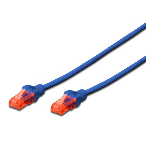 ewent CAT 6 U/UTP Patch Network Ethernet cable, transmission up to 1Gigabit, AWG 26/7, 2 RJ45 connectors. Ideal for fiber optic transmission with Gigabit/LAN regi 5m, Blue
