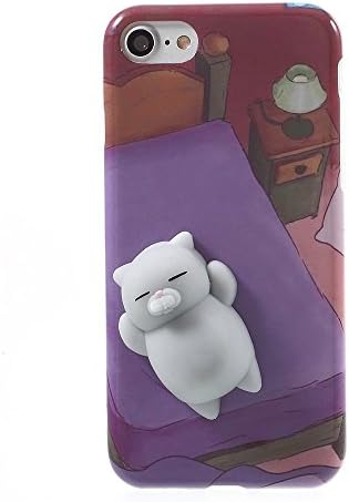 Squishy Cat Cell Phone Case for iPhone 6s Plus / 6 Plus, 3D Cute Soft Silicone Poke Squishy Cat Protective Phone Back Cover for iPhone 6S Plus / iPhone 6 Plus (Cat-Purple)