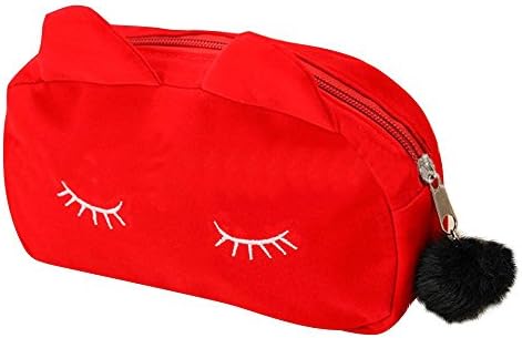 Momongel Portable Cartoon Cat Coin Storage Case Travel Mini Makeup Flannel Pouch Cosmetic Bag