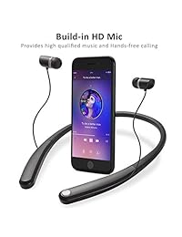BestOnly   Auriculares inalámbricos para el cuello, resistentes al sudor, con micrófono, color negro