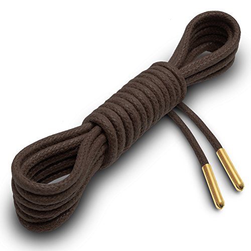 image for Waxed Thin Round Dress Shoelaces With Metal Tips [2 Pairs: 1 Pair With