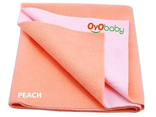 OYO BABY -100% Waterproof Mattress Protector/4 Cups Water Absorbency/Hypoallergenic/Anti-slip/Crib Sheets/Pads/Absorbent Sheet/Diaper changing pad cover/liners Small -70cm X 50cm Peach