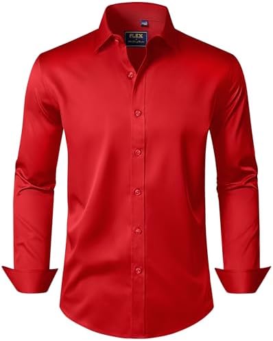 Amazon.com: Mens Shirts Long Sleeve Cotton Lapel Solid Button Down Stretch  Wrinkle-Free Business Dress Shirt with Pockets Top Red Business Casual  Shirts for Men M : Clothing, Shoes & Jewelry