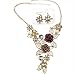 Luxury Necklace,Han Shi Women Elegant Vintage Flower Statement Necklace Earrings Jewelry Set (Gold, L)