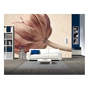 Tulips Blossom in Retro Vintage Style Editing - Removable Wall Mural | Self-Adhesive Large Wallpaper - 66x96 inches