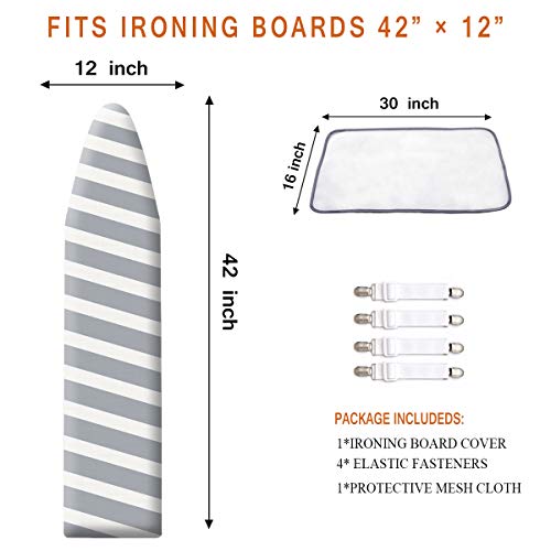 SheeChung 42”x12” Ironing Board Cover and Pad with Pull Bungee Fit