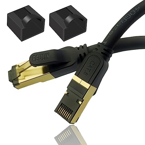 Reulin SSTP Stranded Copper 9.5m Cat 8 Fast High Speed Internet Ethernet Cable 9,5 M 40-G RJ45 LAN Patch Cord For Network Switch Gaming Console Router Modem Smart TV Docking Station PC - 9.5 Metre — image 1