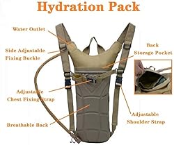 Tactical 3L Bladder Water Bag Camel Backpack for