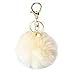 DZT1968® Solid Color Imitate Rabbit Fur Ball Keychain Handbag Key Ring Car Key (Beige)