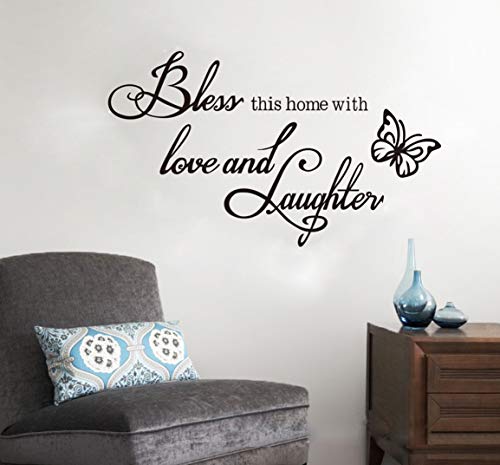 image for Hatisan Bless This Home Love Laughter Decal Wall, Sayings Wall Sticker