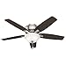 Hunter Fan Company, 53315, 52 inch Newsome Brushed Nickel Low Profile Ceiling Fan with LED Light Kit and Pull Chain, BLACK,WHITE