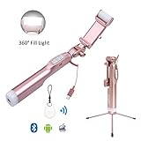 didaINT Selfie Stick Metal Tripod, Extendable Aluminum Alloy Monopod with Bluetooth Remote, 2 Fill Light and Mirror, Rotation Phone Holder Stand for iPhone XS XR X 8 7 Plus, Galaxy S10 S9 S8 Note9