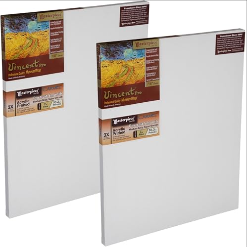MASTERPIECE Z2VC-2434 Vincent Pro 7/8″ Deep Carmel Portrait Smooth 10.3 oz Cotton Stretched Canvas 24″ x 34″ White 2 Pack